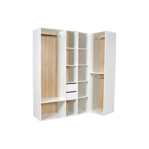 Armario ropero de esquina modular - L1825 cm - blanco y nat…