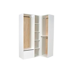 Armario ropero de esquina modular - L1445 cm - blanco y nat…