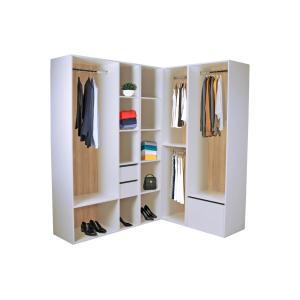 Armario ropero de esquina modular - L2425 cm - blanco y nat…