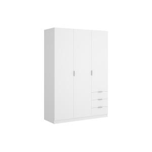 Armario de 3 puertas y 3 cajones - Ancho 121 cm - Blanco -…