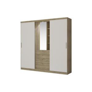 Armario 2 puertas correderas - Espejo y cajones - L.240cm -…