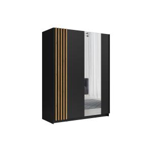 Armario 2 puertas correderas - Con espejo - L150 cm - Negro…