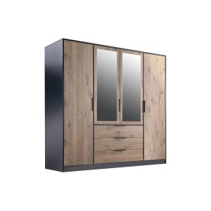 Armario 4 puertas y 3 cajones - Con espejos - Ancho 196 cm…