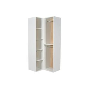 Armario esquinero modular - L845 cm - Blanco y natural - TA…