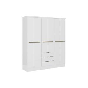 Armario de 6 puertas y 3 cajones - L180 cm - Blanco - PEROLI