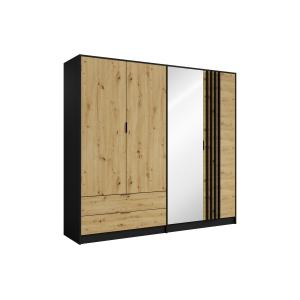 Armario 4 puertas y 2 cajones - Con espejo - L220 cm - Colo…