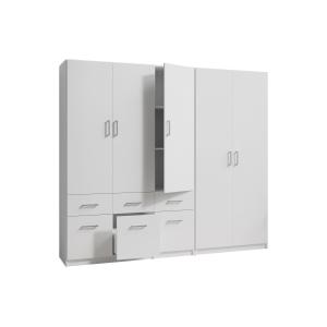 Armario 5 puertas y 6 cajones - L228 cm - Blanco - BELOMY