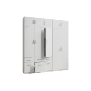 Armario 5 puertas y 6 cajones - L228 cm - Blanco - BELOMY