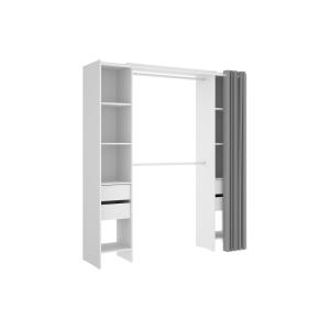 Armario extensible con cortina - L110/178 cm - Blanco - LON…