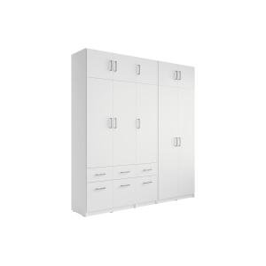 Armario 5 puertas y 6 cajones - L228 cm - Blanco - BELOMY