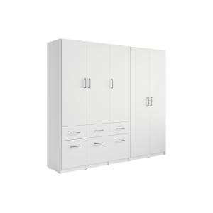 Armario 5 puertas y 6 cajones - L228 cm - Blanco - BELOMY