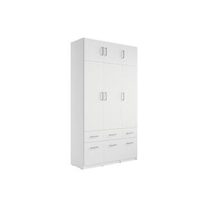 Armario 3 puertas y 6 cajones - L136 cm - Blanco - BELOMY