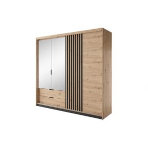 Armario 3 puertas y 2 cajones - Espejo y LEDs - Ancho 220 c…