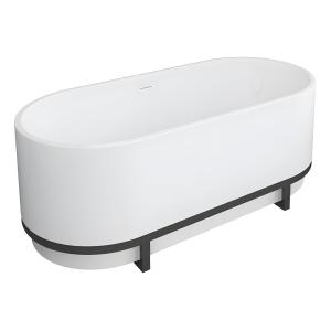 Bañera exenta ovalada con acabados de metal - 230 L - 160 x…