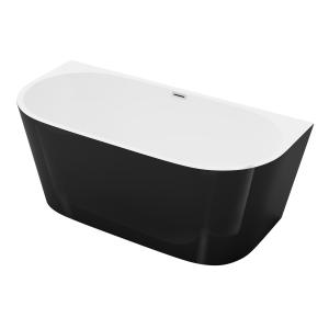 Bañera semi exenta - 175L - 130 x 715 x 58 cm - Negro brill…