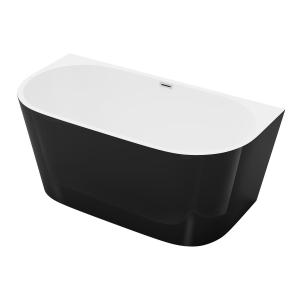 Bañera semi exenta - 200L - 1495 x 75 x 58 cm - Negro brill…