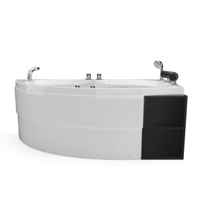 Bañera de hidromasaje asimétrica blanca con estantes - 1 pl…