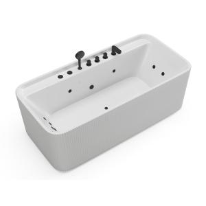 Bañera de hidromasaje rayada blanca - 265 L - 170 x 80 x 58…