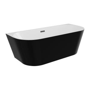 Bañera semi-exenta - 255L - 180 x 75 x 58 cm - Negro brilla…
