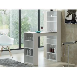 Mueble bar SKARN - Blanco y tablero con efecto granito - Ve…