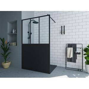 Mampara de ducha italiana negro mate estilo atelier - 120 x…