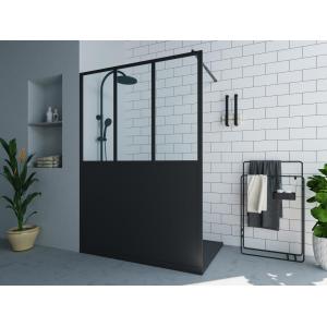 Mampara de ducha italiana negro mate estilo atelier - 140 x…
