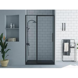 Puerta de ducha pivotante negro mate estilo industrial - 12…