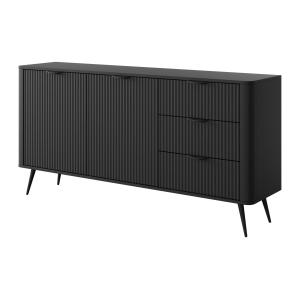 Aparador de 2 puertas y 3 cajones de MDF - Negro - ELONARIA…