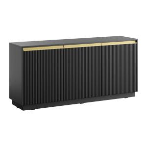Aparador con 3 puertas de MDF - Negro y dorado - POSINIA