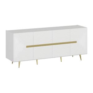 Aparador con 4 puertas de MDF - Blanco y dorado - MOLYA de…