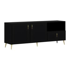 Aparador con 2 puertas 1 cajón y 1 estante - Negro y Dorado…