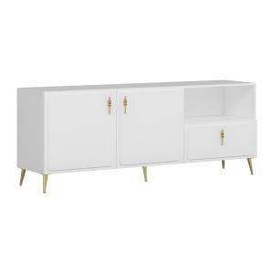Aparador con 2 puertas 1 cajón y 1 estante - Blanco y Dorad…