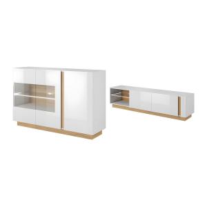 Conjunto aparador y mueble TV blanco brillante y natural -…