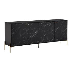Aparador con 4 puertas de MDF y metal - Efecto mármol negro…
