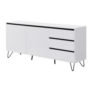 Aparador con 2 puertas y 3 cajones de MDF y acero - Blanco…