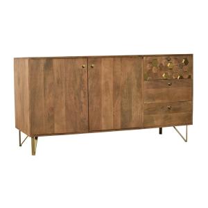 Aparador con 2 puertas y 3 cajones de madera de mango y met…