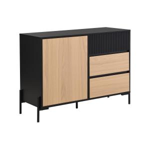 Aparador con 1 puerta y 3 cajones - Negro y natural claro -…