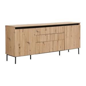 Aparador de 2 puertas y 3 cajones de MDF y metal - Con LEDs…