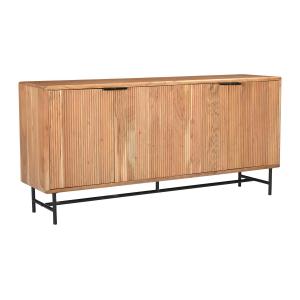 Aparador con 4 puertas de madera de acacia y metal negro -…