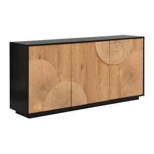 Aparador con 3 puertas de MDF - Natural y negro - YASMELIA
