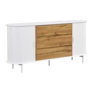 Aparador con 2 puertas correderas y 3 cajones de MDF - Blan…