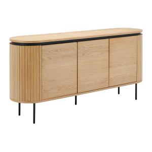 Aparador con 3 puertas chapado en roble y metal - Natural c…