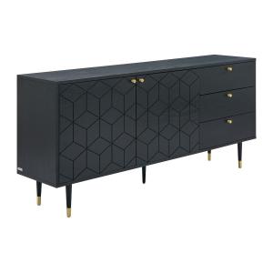 Aparador con 2 puertas y 3 cajones chapado en roble - Negro…