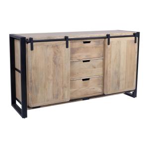 Aparador con 2 puertas y 3 cajones en madera de mango y met…