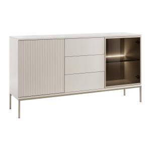 Aparador 2 puertas y 3 cajones con LEDs en MDF y cristal ah…