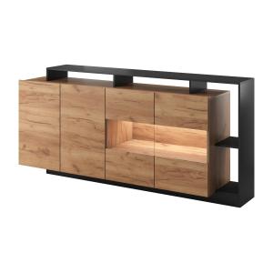 Aparador de 4 puertas y 4 compartimentos con LEDs - Natural…
