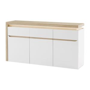Aparador de 3 puertas y 3 cajones con luces LED de MDF - Bl…