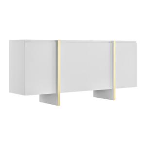 Aparador con 4 puertas de MDF - Blanco y Dorado - LUVONIA