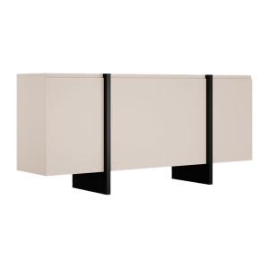 Aparador con 4 puertas de MDF - Beige y Negro - LUVONIA