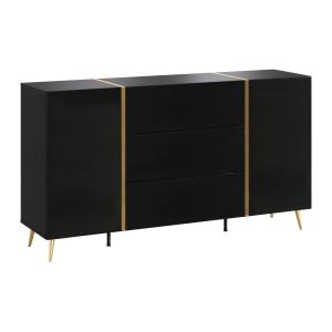 Aparador con 2 puertas y 3 cajones - Negro brillante y Dora…